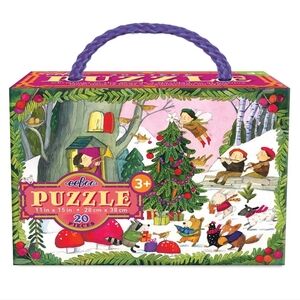 Christmas In The Woods 20 Piece Jigsaw Puzzle eeBoo For Kids Pre-owned